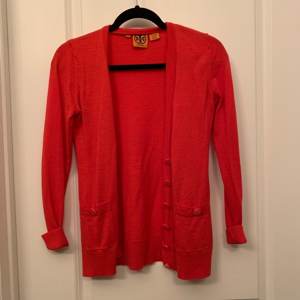 Tory Burch orange cardigan xs